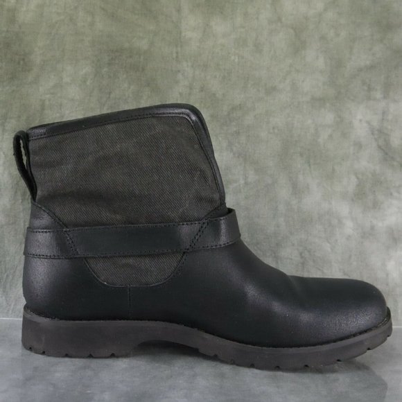 North Face BLACK/GRY Leather & Canvas BALLARD II PULL ON Ankle Boots Size 9 ANB - Picture 9 of 12